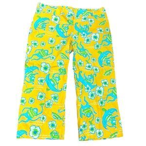 Lilly Pulitzer yellow and blue monkey in a boat Capri pants size for
